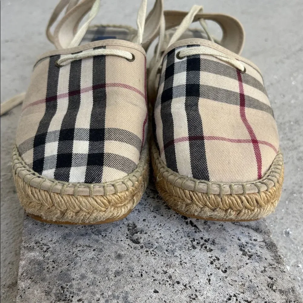 Burberry nova check canvas wedge espadrilles